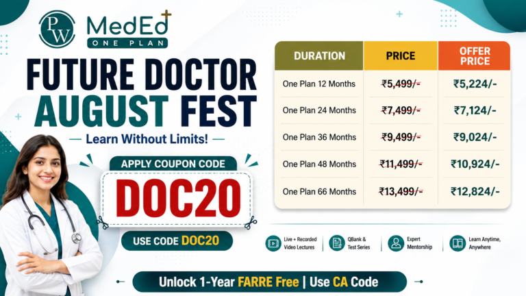 PW MedEd Coupon Code DOC20 – Save Up to 60% on NEET PG Courses (2026)